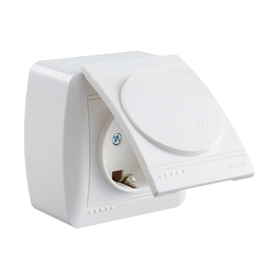 Πρίζα Σούκο με Καπάκι Eξωτερική Λευκό Demet