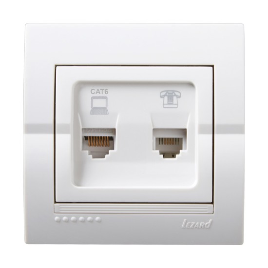 Πρίζα RJ11 + RJ45 Cat 6 Λευκό Deriy