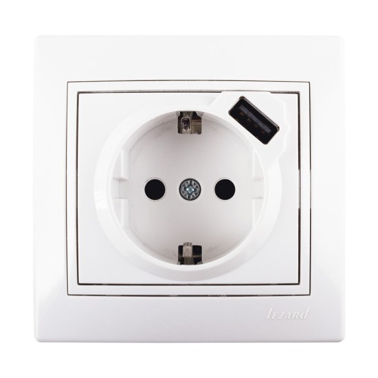 Πρίζα Σούκο + USB (σε αναμονή) Λευκό Mira (Πλήρης)