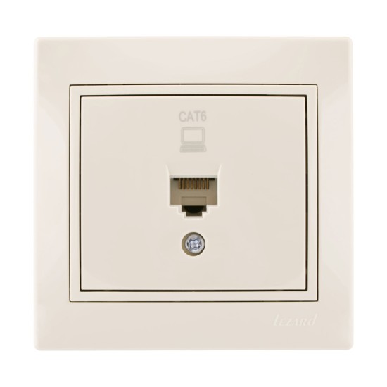 Πρίζα RJ45 1X8P με 1 Έξοδο Cat 6 Κρεμ Mira (Πλήρης)