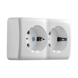 Πρίζα Σούκο Διπλή Εξωτερική Λευκή Viola