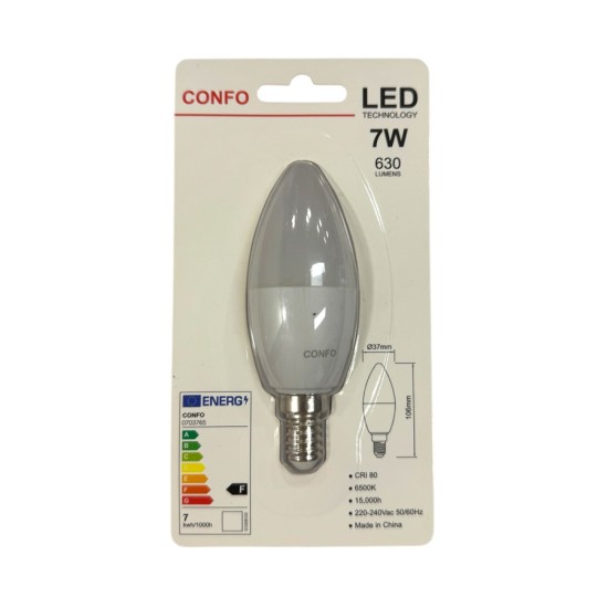 ΛΑΜΠΑ LED ΚΕΡΙ C37 E14 7W 6500K 630LM ΛΑΜΠΑ LED ΚΕΡΙ C37 E14 7W 6500K 630LM